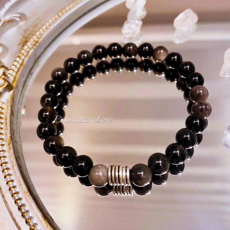 [Silver Universe] Couples, parents and children’s Silver Stone bracelet focuses on thoughts and attracts noble people - Bracelets - Crystal Gray