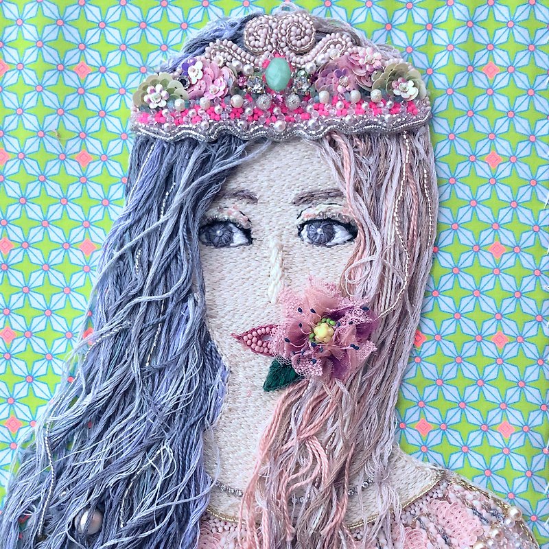 Embroidery Art Beads  The Secret Love - Wall Décor - Thread Pink
