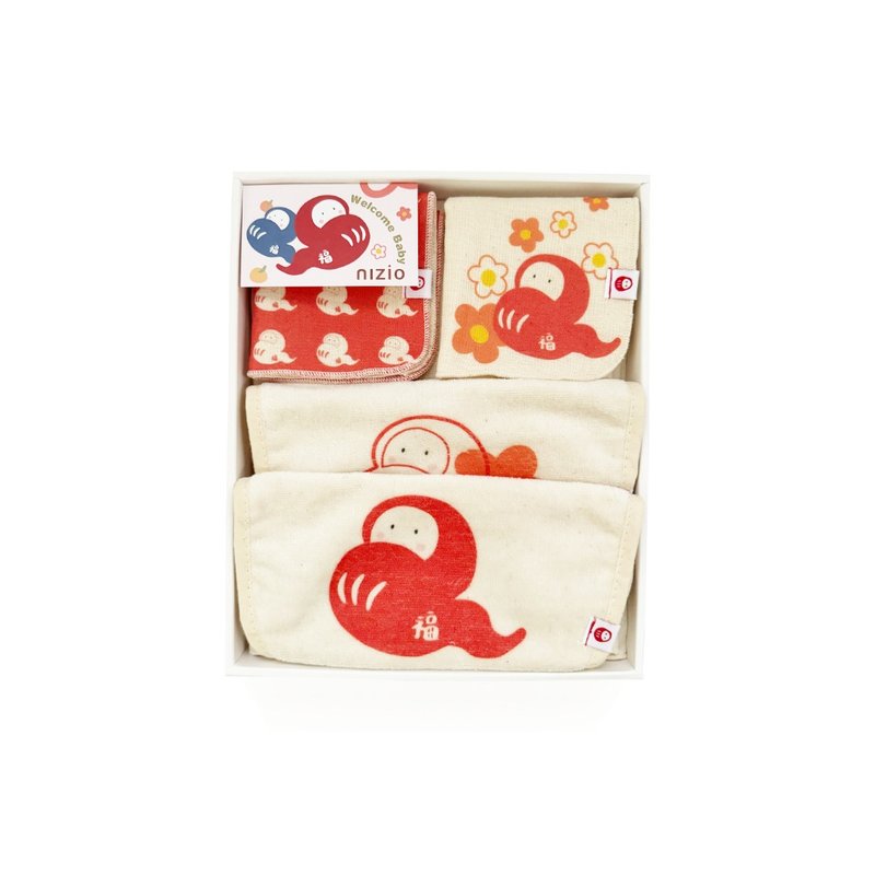 [Limited to the Year of the Snake] Full Fortune Bao’s Lucky Moon Gift Box, Five-piece Set of Newborn Gifts and Moon Gift Bibs - ของขวัญวันครบรอบ - ผ้าฝ้าย/ผ้าลินิน 