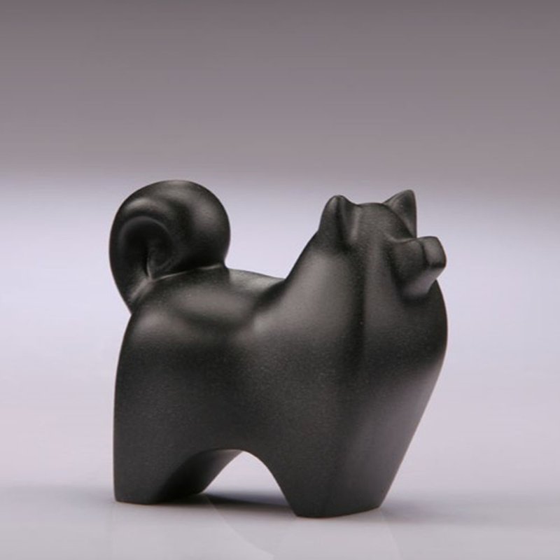 [Zodiac] Quan Art Gallery Chuan_Growth Series-Blessed Dog Shape Stone Sculpture-Black - ของวางตกแต่ง - หิน สีดำ