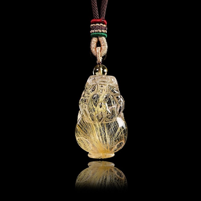 【正佳珠寶】金鈦晶 頂級淨透招財貔貅 25.4g 金鈦晶吊墜 - 項鍊 - 半寶石 多色