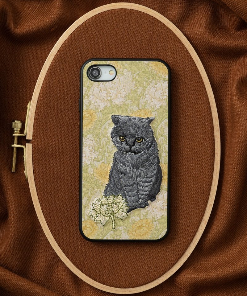 立体刺繍スマホケース iPhone11 PUレザー ウィリアムモリス 猫 動物　05:NAG1358 - 手機殼/手機套 - 塑膠 多色