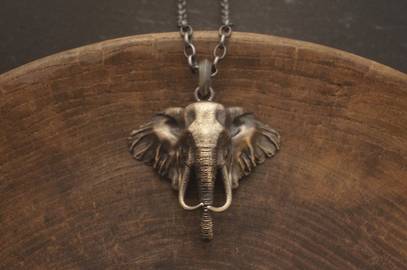 925純銀 大象頭吊墜(不包括銀鏈) - 項鍊 - 純銀 黑色
