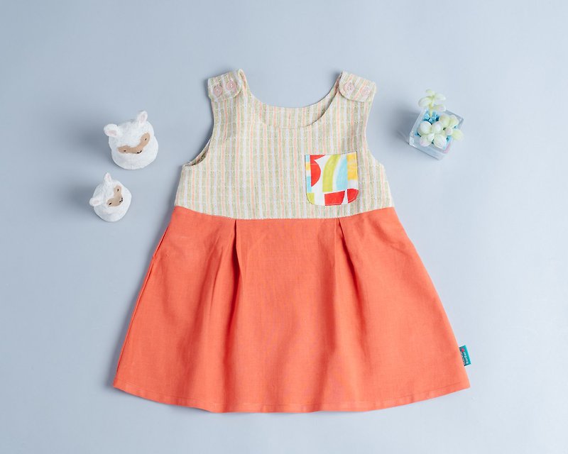 Pocket Dress-Patchwork 1 Children's Newborn Children's Dress Children's Hand-made Dresses - Kids' Dresses - Cotton & Hemp Multicolor