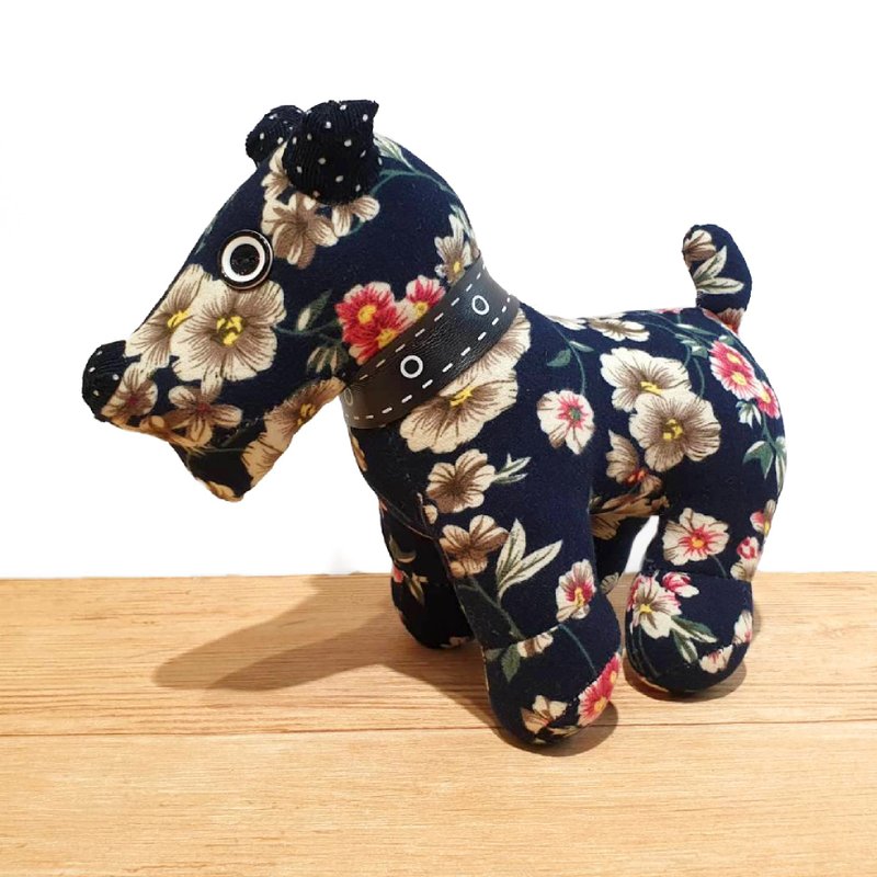 【Mr. Cloth】 Schnauzer- dark blue - Stuffed Dolls & Figurines - Cotton & Hemp Blue