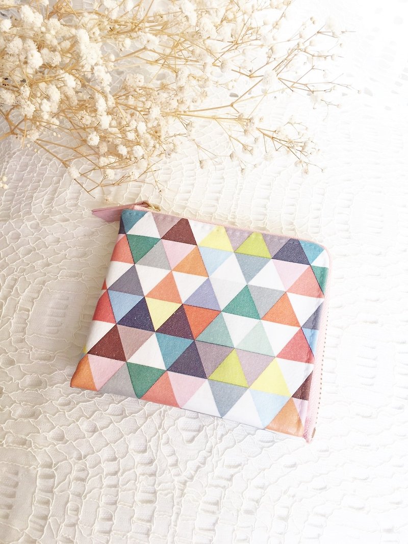 Christmas gift exchange gifts - color triangle pocket wallet - กระเป๋าสตางค์ - หนังแท้ 