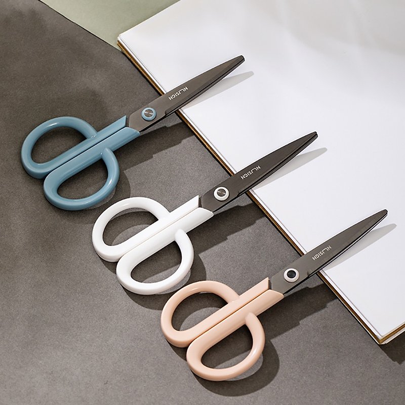 Deli NU SIGN anti-stick scissors/ENS053/175mm/white/pink orange/blue - Ballpoint & Gel Pens - Other Metals Multicolor