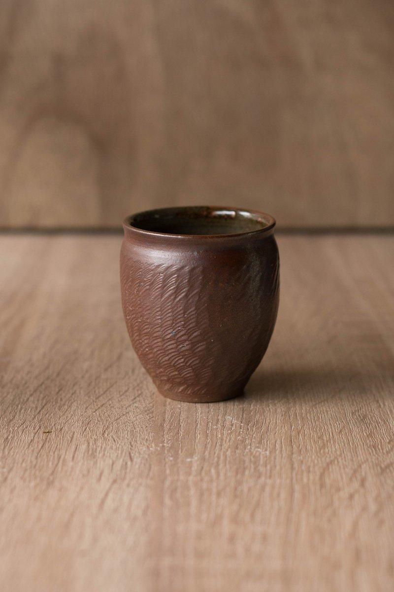 柴燒刻紋聞香杯 | 茶杯 | 小品杯 - 其他杯子 - 陶 咖啡色