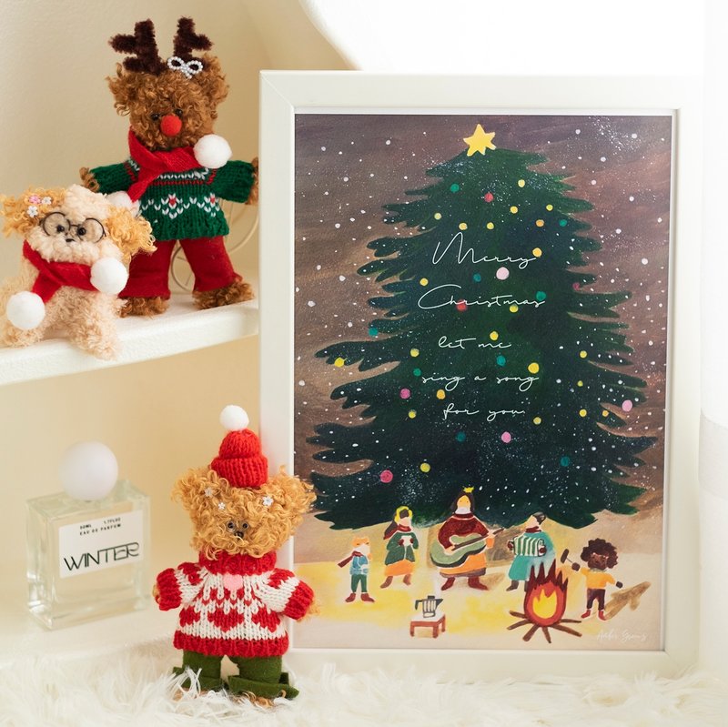 Give you a Christmas song original illustration A4 wooden frame painting - Posters - Wood 