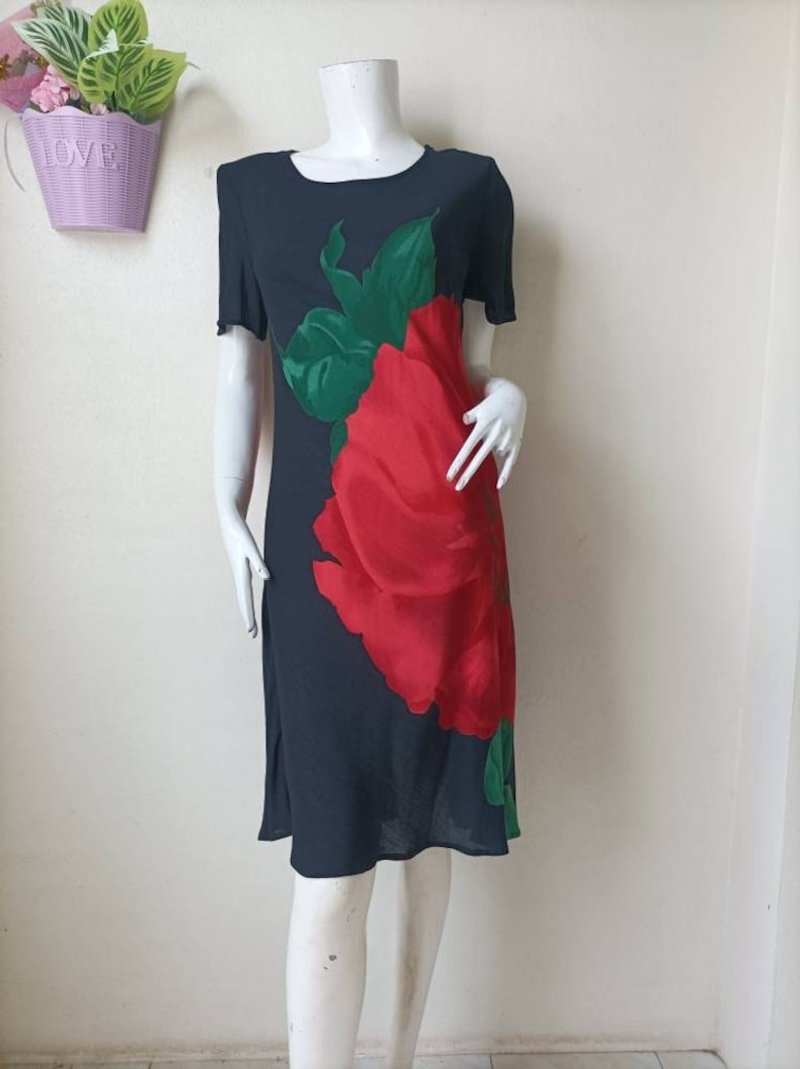 Vintage 90's - Linda Hutley - mini dress-Designer Jeffrey and Dara, Size 10 - 洋裝/連身裙 - 棉．麻 