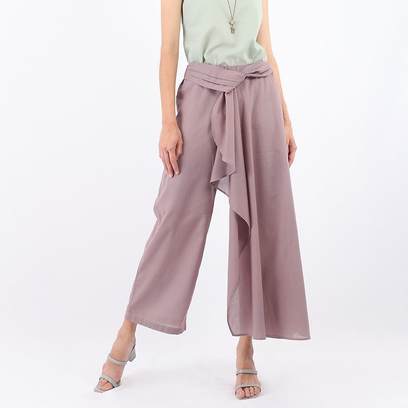 Cotton Pants, Contemporary Thai, Lanna - Women's Pants - Cotton & Hemp Brown