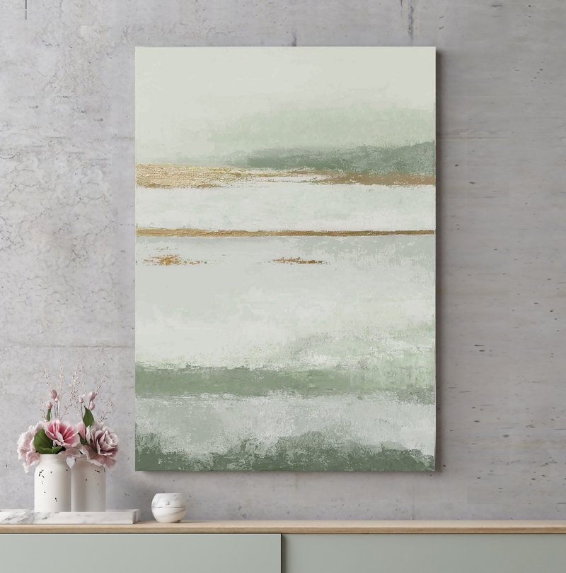 Sage Green Wall Art | Sage Green Abstract | Sage Green Wall Art  Olive Placidity - 壁貼/牆壁裝飾 - 棉．麻 綠色