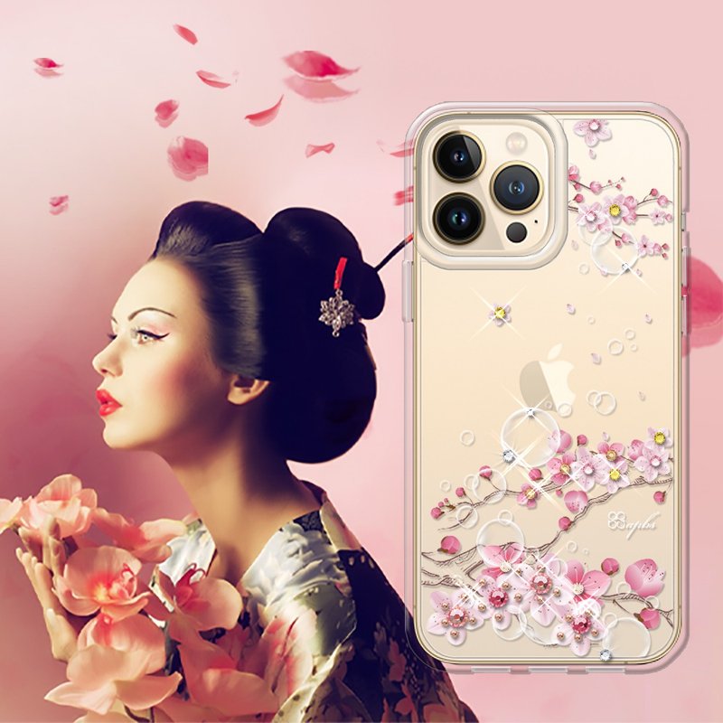 iPhone 13全系列 輕薄軍規防摔彩鑽手機殼-幻夢之櫻 - 手機殼/手機套 - 其他材質 多色