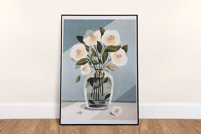 white flower | A5 poster | Art print | - โปสเตอร์ - กระดาษ ขาว