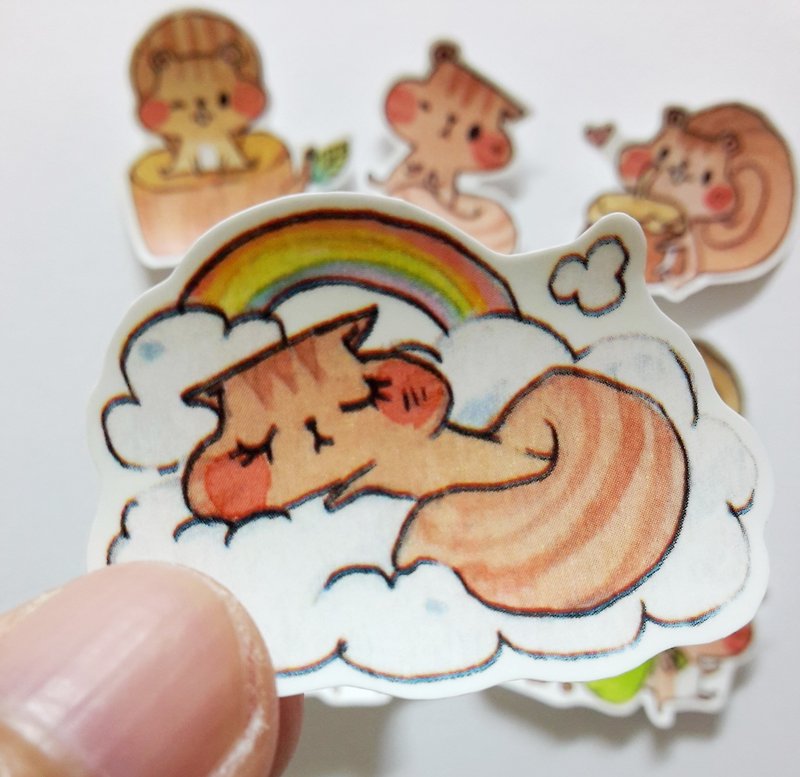 Komatsu and A Peng Squirrel Sticker Pack-7 in a set - สติกเกอร์ - กระดาษ สีส้ม