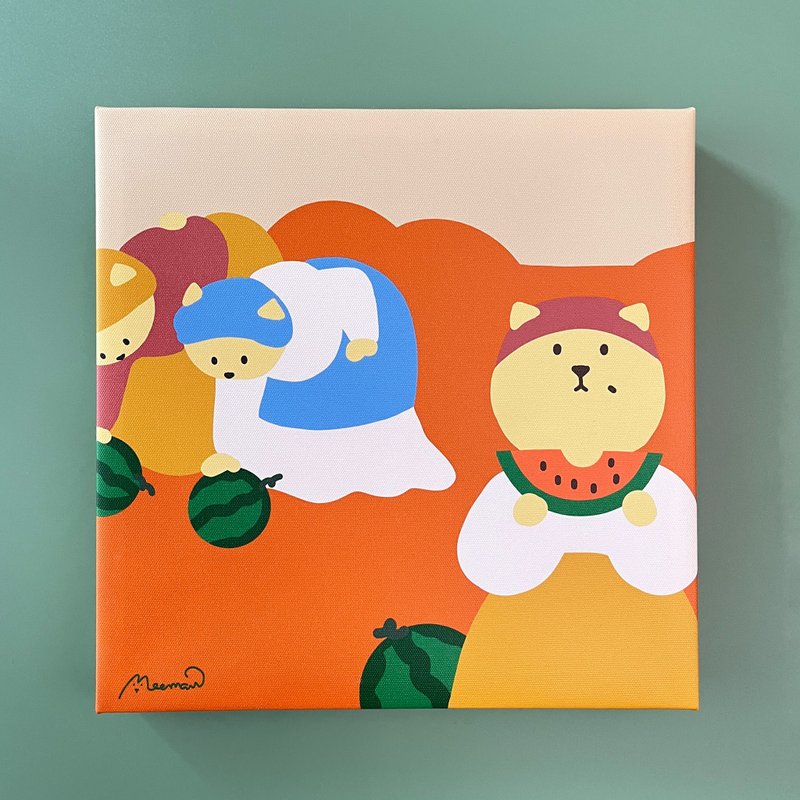 拾西瓜的貓無框畫 - 海報/掛畫/掛布 - 其他材質 多色