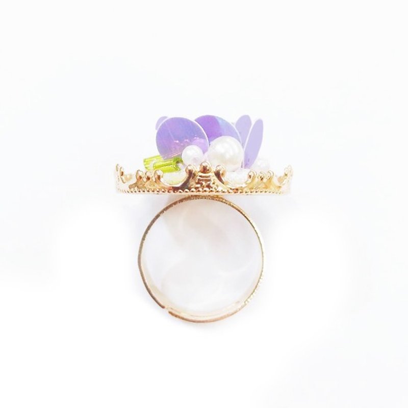 flora embroidery handmade ring - 戒指 - 繡線 紫色