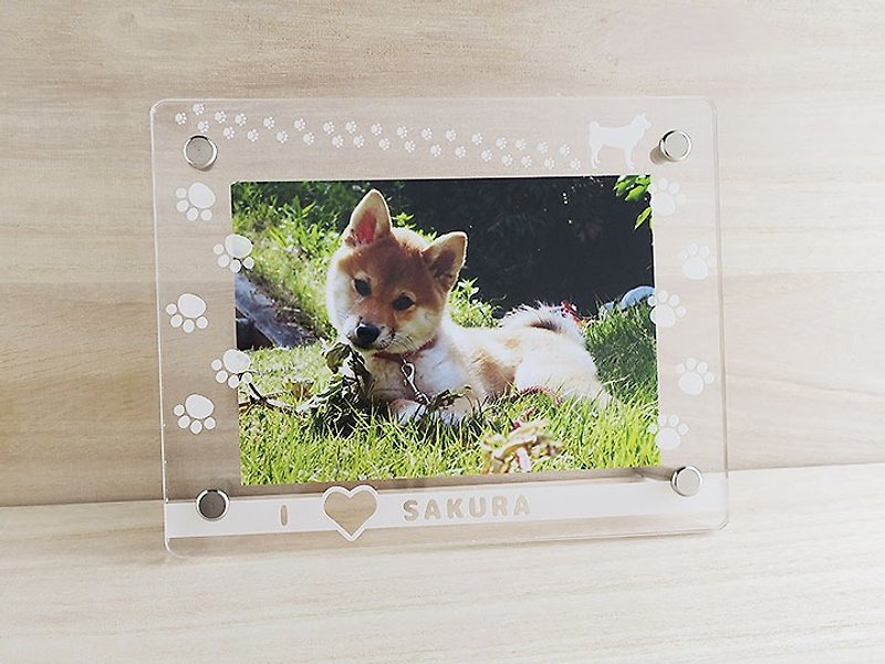 Selectable dog breed Paws Footprint Photo frame L size Gift wrapping Christmas Gift - Picture Frames - Other Materials Transparent