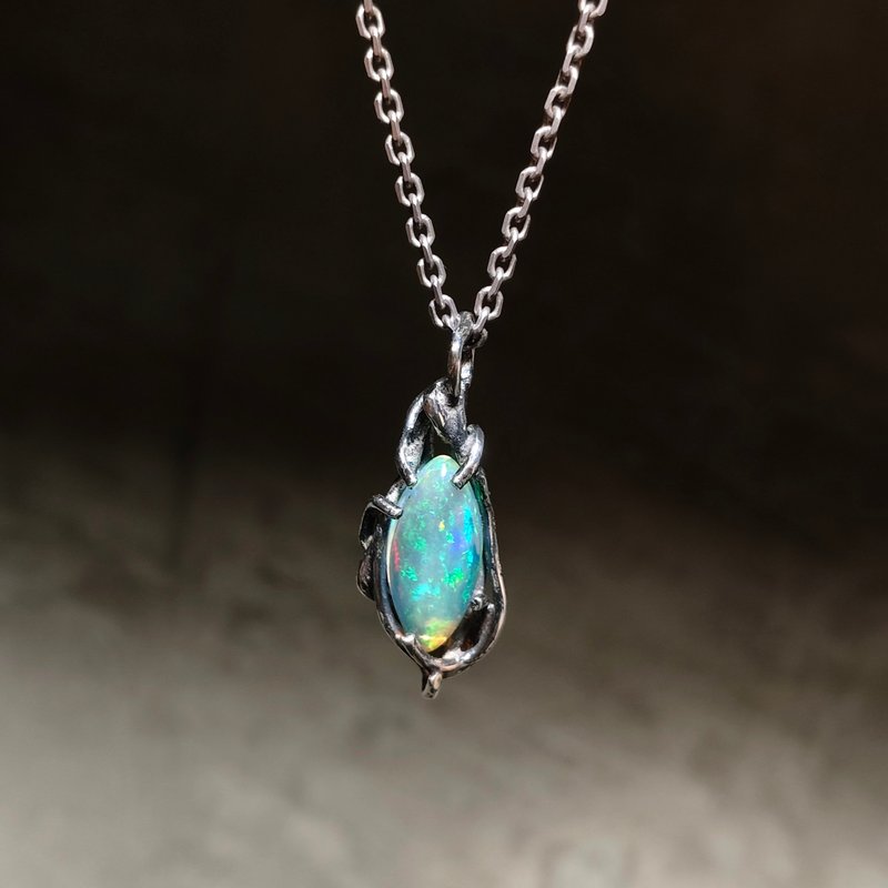 シルバーペンダント / オパール / - ネックレス - 宝石 ホワイト