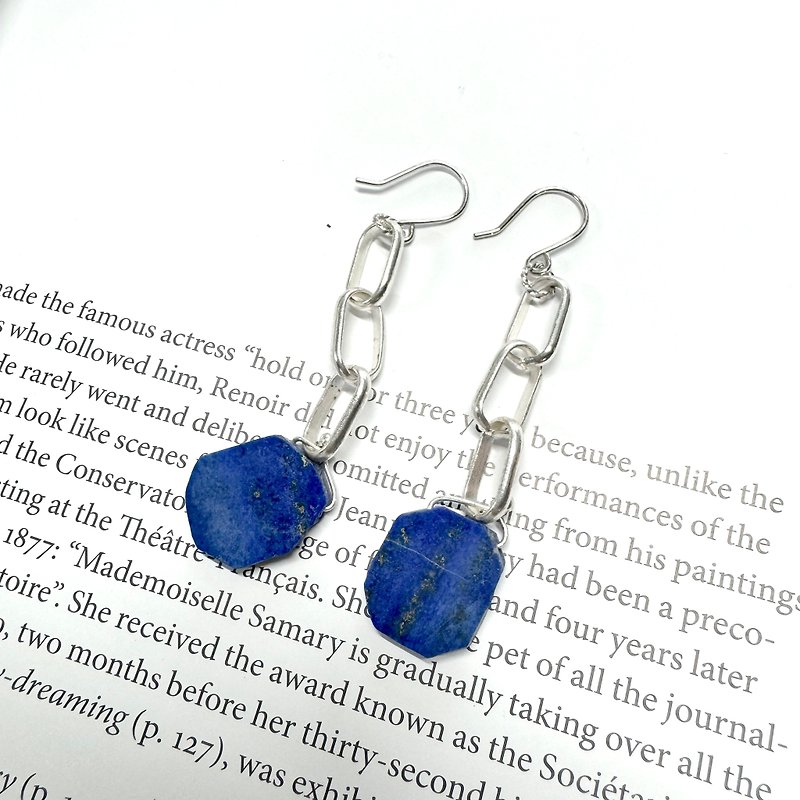 Lapislazuli brick natural stone Drop Earrings - Earrings & Clip-ons - Semi-Precious Stones Blue