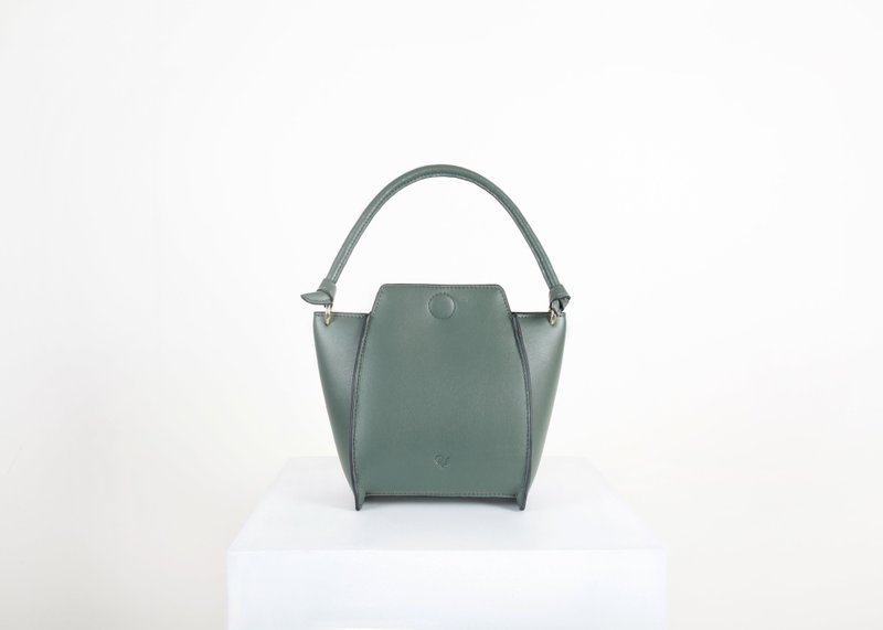 Mini Pine Bag 素皮革 牛奶盒造型 手提包 斜背包 側背包 綠色 - 手提包/手提袋 - 人造皮革 綠色