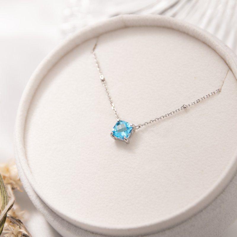 November Stone Stone sterling silver necklace - สร้อยคอ - เครื่องเพชรพลอย สีน้ำเงิน