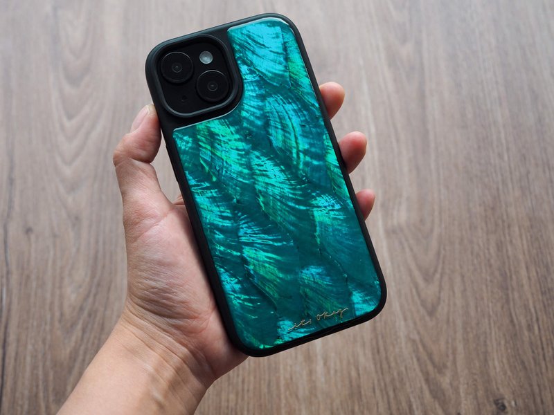 Teal Mother of Pearl Handcrafted Phone Case for iPhone16,15,14,13,12,11 Pro Max - Phone Cases - Shell Blue