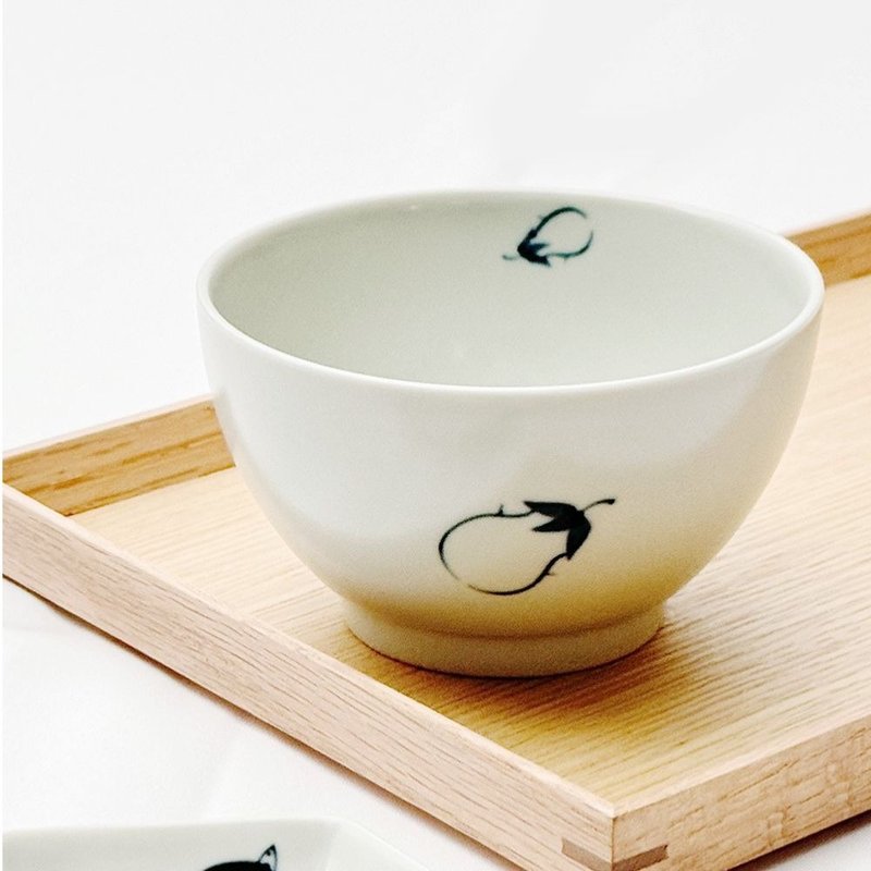 茄子 飯碗 /金善窯 - 碗 - 瓷 白色