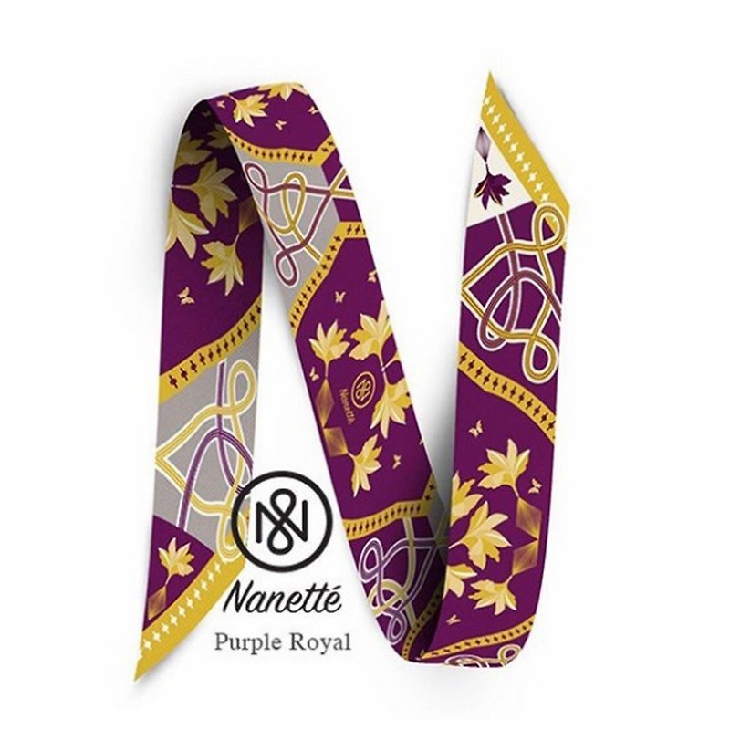 Purple Royal Twilly - 絲巾 - 絲．絹 紫色
