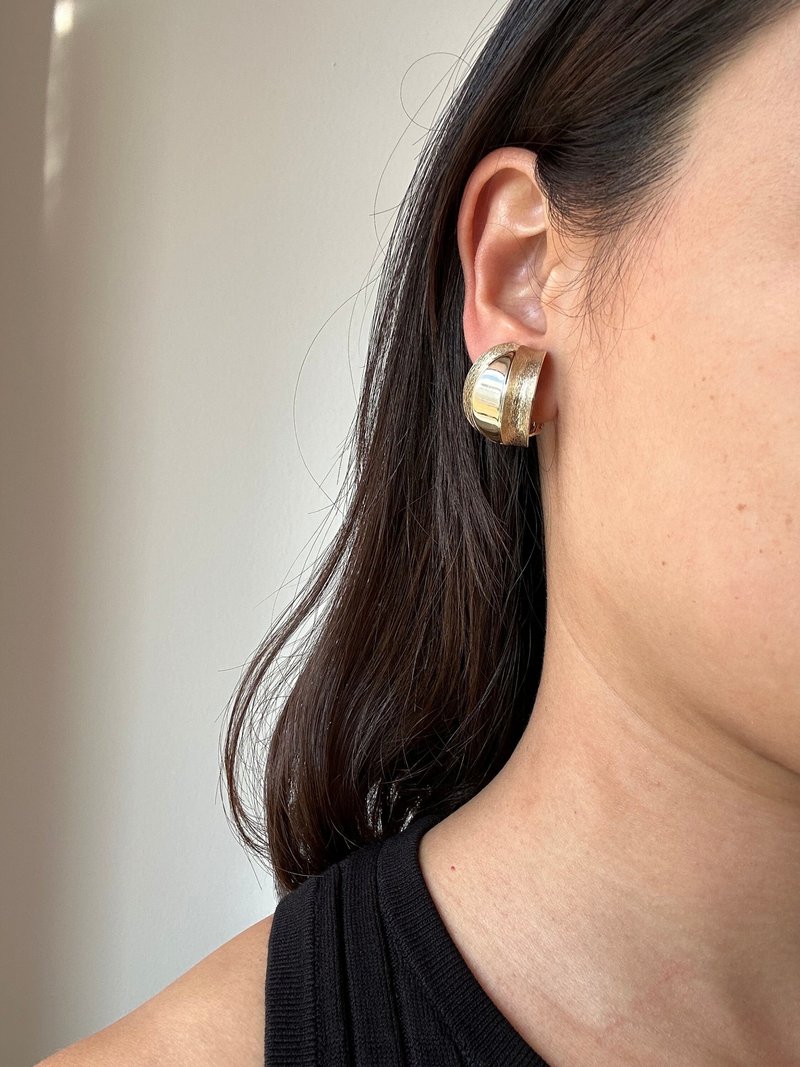 復古金屬夾式耳環 #12 - 耳環/耳夾/耳骨夾 - 其他金屬 金色