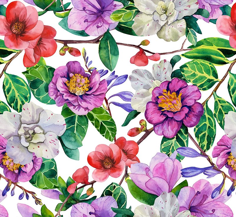 Bloom. 5 seamless floral patterns in JPEG format. Clipart - วาดภาพ/ศิลปะการเขียน - วัสดุอื่นๆ 