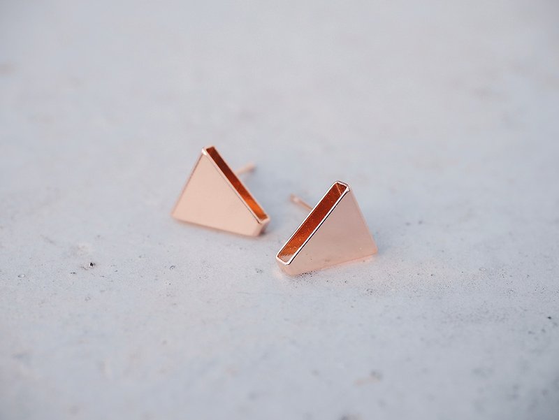 其他金屬 耳環/耳夾 金色 - 對稱 - 三角對稱  *耳環