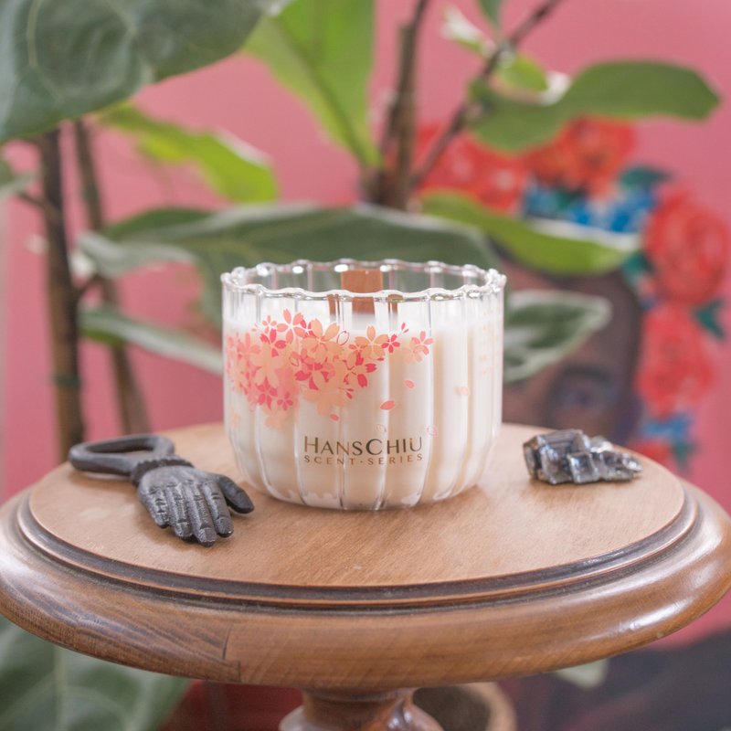 【情人禮物85折】18星芒 櫻花天然大豆香氛蠟燭 - 蠟燭/燭台 - 玻璃 粉紅色