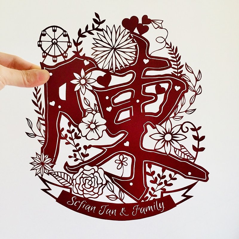 Custom CHINESE SURNAME Handmade Paper Cutting - Items for Display - Paper Multicolor