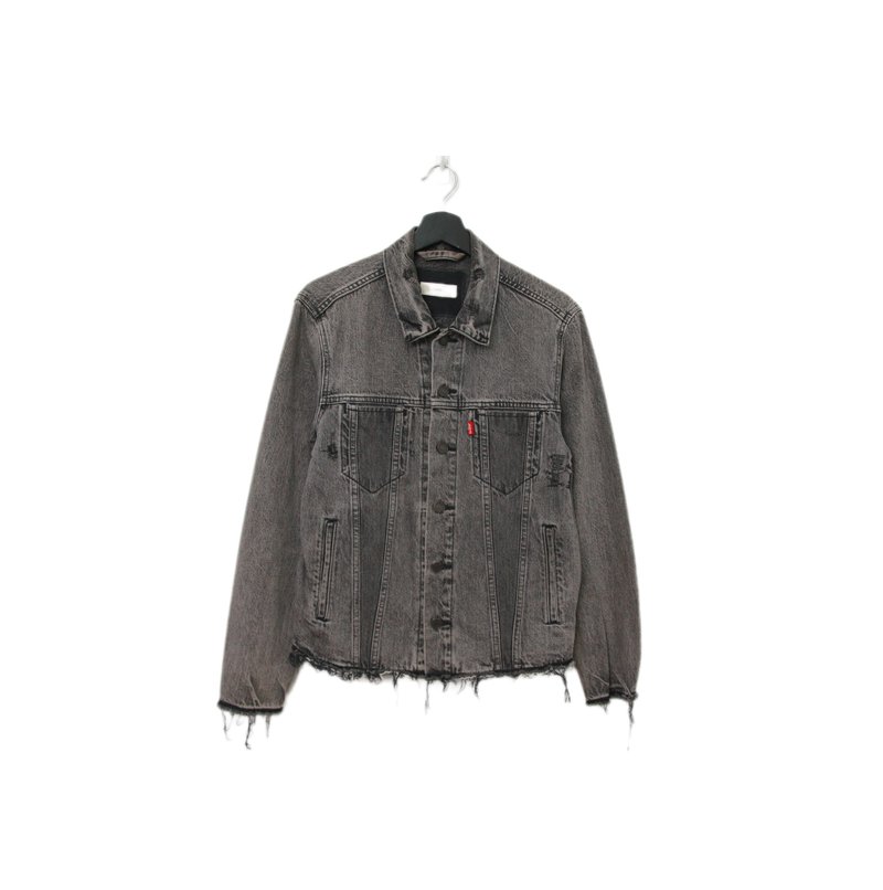 Back to Green:: デニムジャケット LEVI'S ウォッシュドブラック ダメージ加工 dn-04 - ジャケット - コットン・麻 