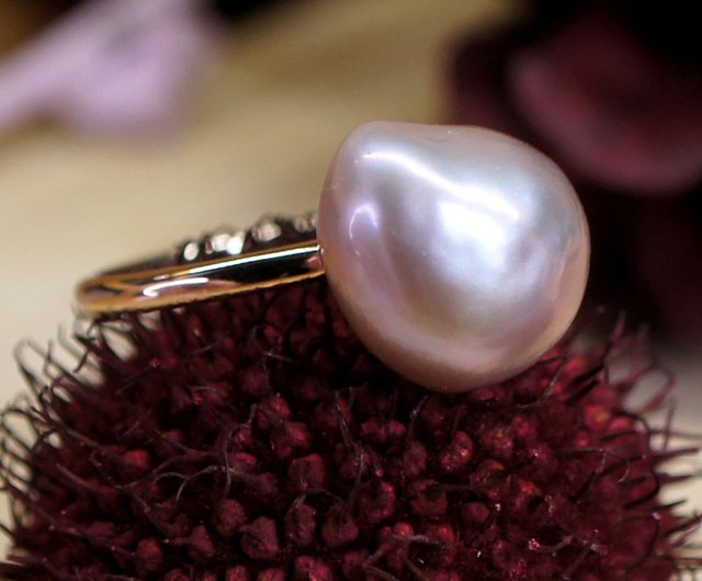 ENCHANTED – Baroque Pink Pearl 18K Rose Gold Plated Silver Ring