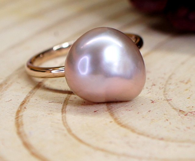 ENCHANTED – Baroque Pink Pearl 18K Rose Gold Plated Silver Ring