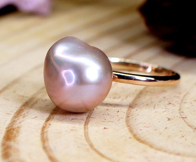 ENCHANTED – Baroque Pink Pearl 18K Rose Gold Plated Silver Ring