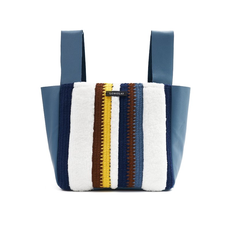 LLL CO JH Winter Medium Tote Bag - กระเป๋าถือ - หนังแท้ สีน้ำเงิน