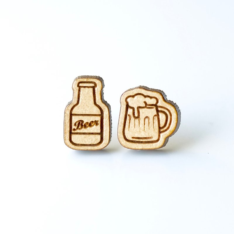 Plain wood earrings-Cheers - Earrings & Clip-ons - Wood Brown