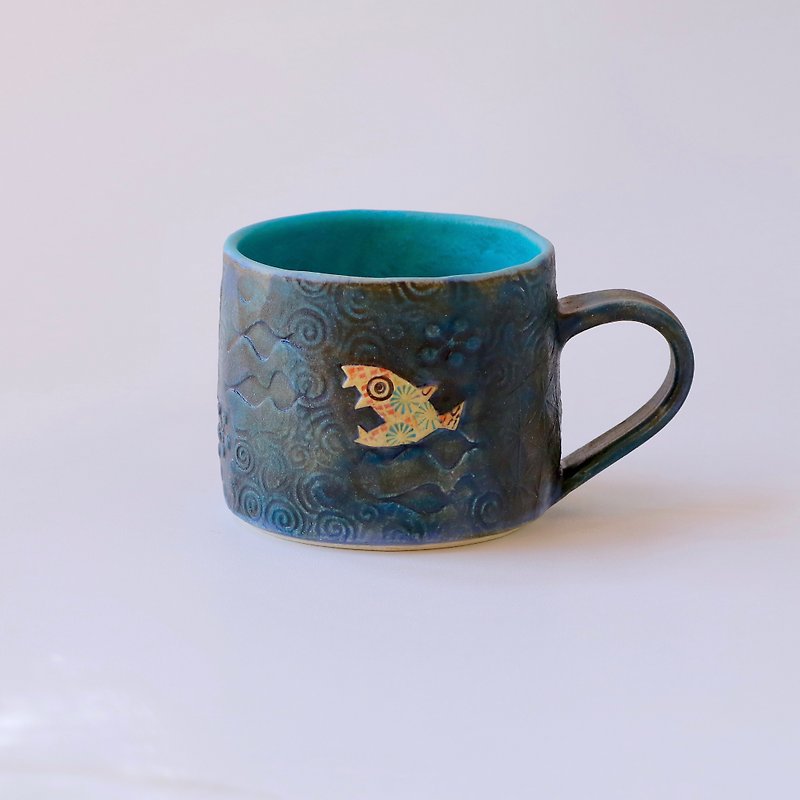 แก้วมัคปลาซาก้านาโน - แก้วมัค/แก้วกาแฟ - ดินเผา สีน้ำเงิน