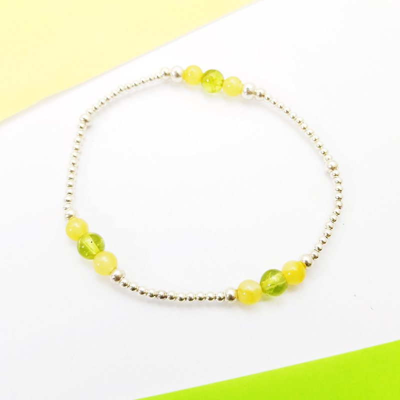 Xi Zizi topaz stones ~ _ _ silver Stone elastic bracelet Peridot / Yellow Jade - สร้อยข้อมือ - เครื่องเพชรพลอย หลากหลายสี