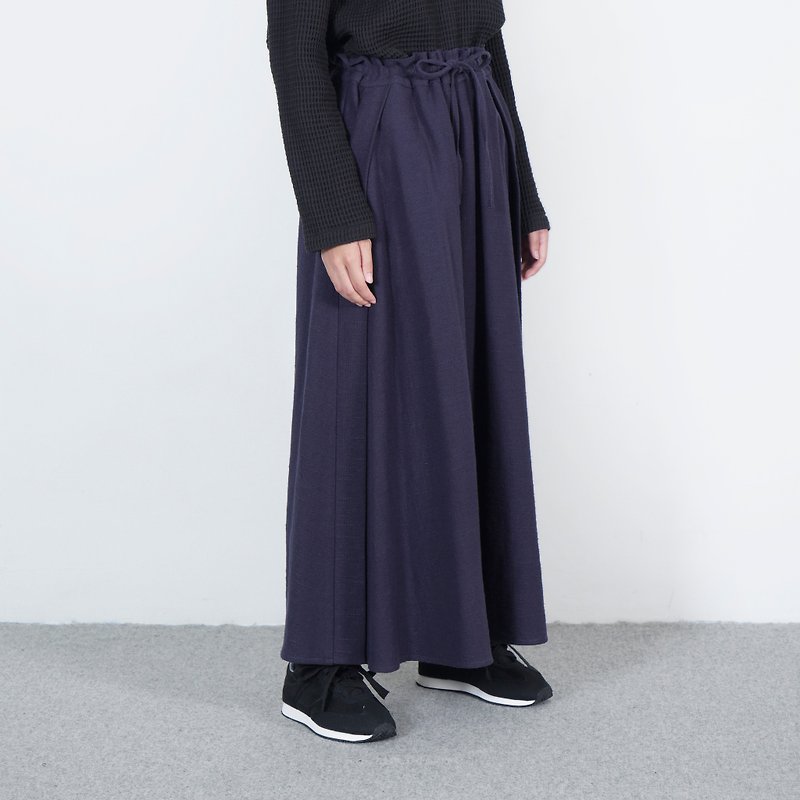 Black and white cut AW blue and purple strappy high waist trousers - กางเกงขายาว - ผ้าฝ้าย/ผ้าลินิน สีน้ำเงิน