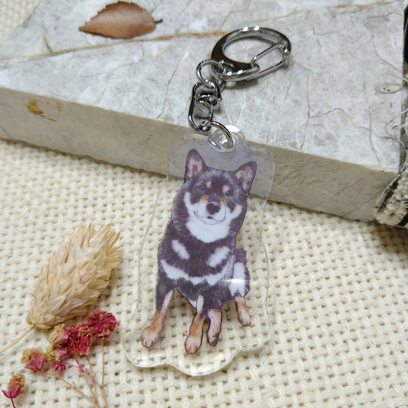 Black Shiba Inu- Acrylic Charm (Key Ring)-Double-sided Pattern-New Manufacturer - ที่ห้อยกุญแจ - อะคริลิค 