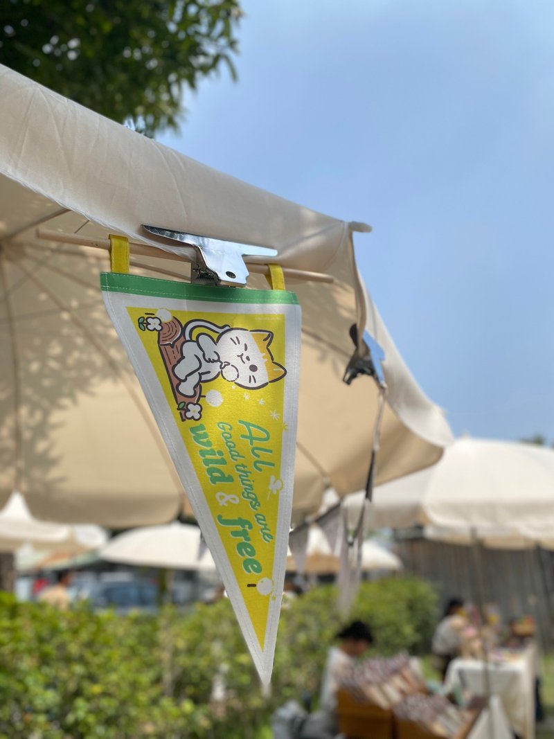doudle playground三角布旗 蒲公英與貓 - 擺飾/家飾品 - 聚酯纖維 黃色