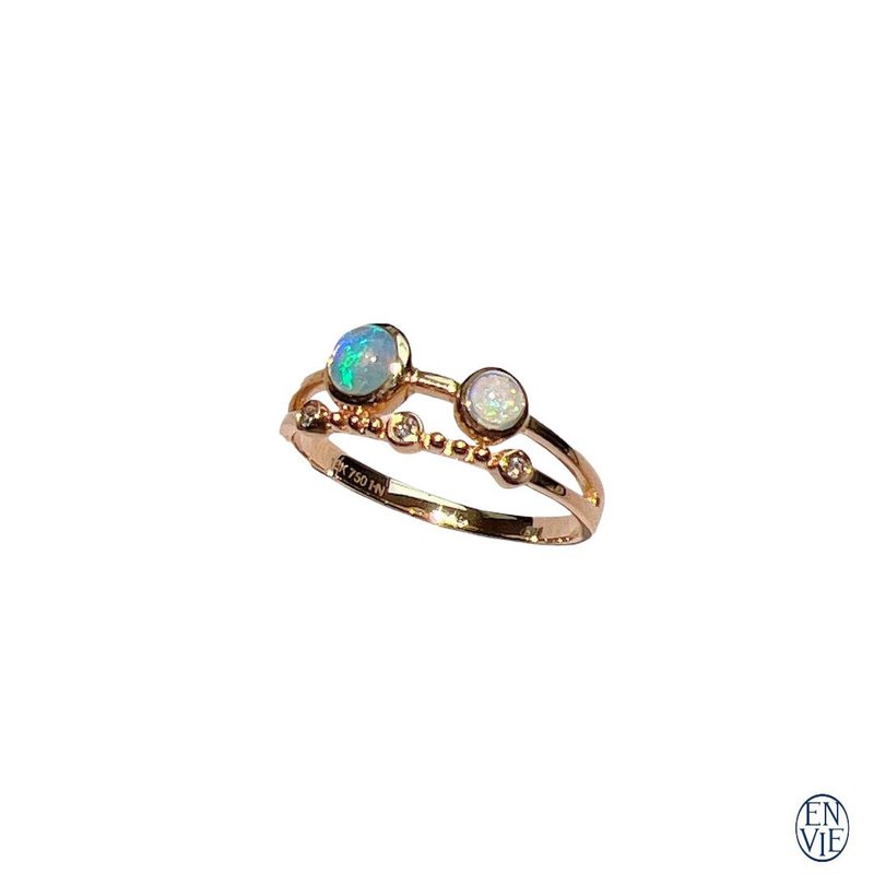 18K 澳洲蛋白石戒指 18K Australian Opal Diamond Ring - 戒指 - 貴金屬 