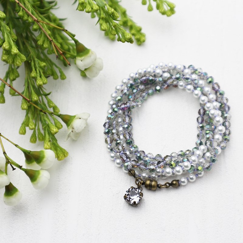 Wrap Bracelet (Pearls & Purple) - Bracelets - Glass Purple