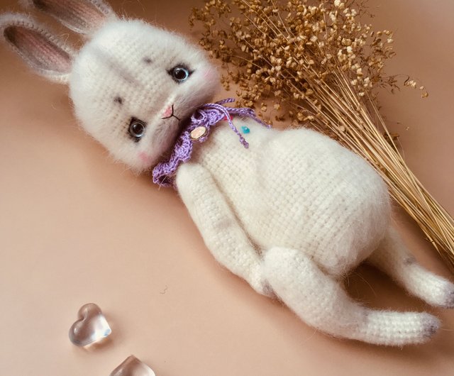 ホワイトバニー - ショップ WoollyAnimalsShop 知育玩具・ぬいぐるみ