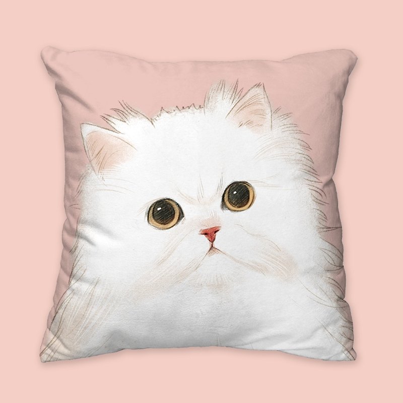 [I will always love you] Classic White Persian Pillow Animal Pillow/Pillow/Cushion - หมอน - ผ้าฝ้าย/ผ้าลินิน สึชมพู