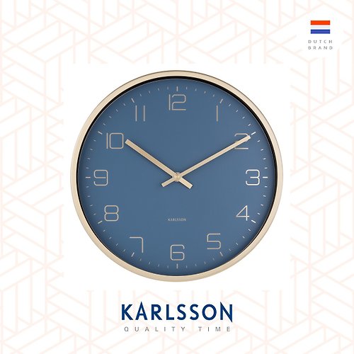 Ur Lifestyle Karlsson 亮金框藍色掛鐘Wall clock Gold Elegance blue